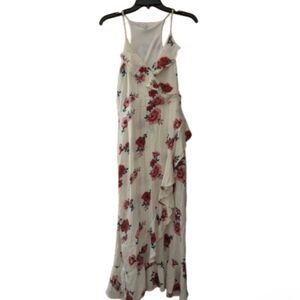 love, Fire Red and Cream Floral Maxi Dress